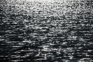 The sun shines on the surface of the water.