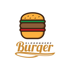Food Burger logo vector. Burger emblem design. Food logo vector template.