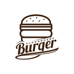 Food Burger logo vector. Burger emblem design. Food logo vector template.