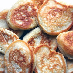 Pancakes on white background