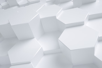 3d rendering, hexagon with white background