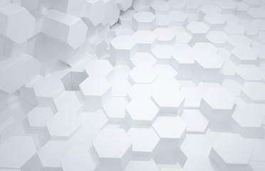 Fototapeta na wymiar 3d rendering, hexagon with white background