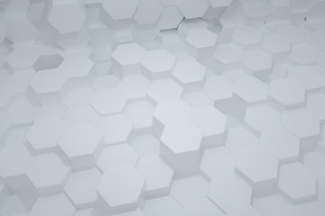 3d rendering, hexagon with white background