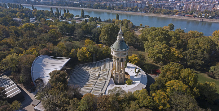 The old water tower in the Margaret Island (Margitsziget) in the middle of Budapest, Hungary