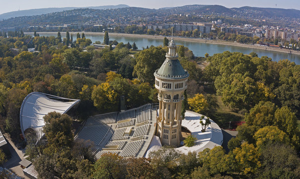 The old water tower in the Margaret Island (Margitsziget) in the middle of Budapest, Hungary