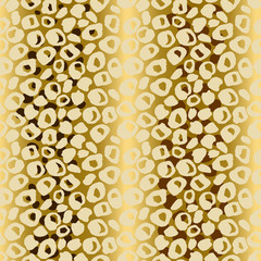 Seamless leopard pattern. Animal skin grunge texture. Gold gradient background. Vector illustration.
