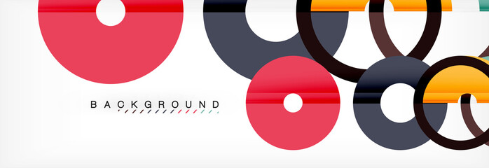Obraz premium Colorful rings on grey background, modern geometric pattern design. Vector business or technology presentation design template, brochure or flyer pattern, or geometric web banner