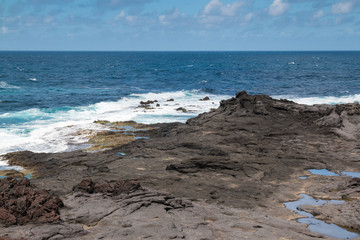 Coastal rocks and Atlantic Ocean at Azores Islands