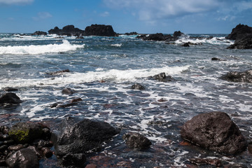 Coastal rocks and Atlantic Ocean at Azores Islands