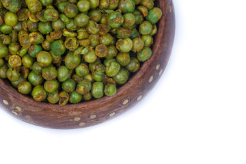 green spicy peas isolated on white background. 