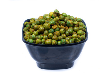 green spicy peas isolated on white background. 