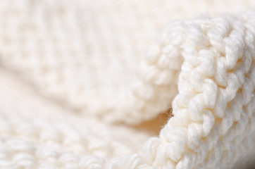 Large knit white fabric texture textile macro blur background