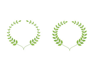 Two Vector Green Laurels on transparent background, stock vector illustration