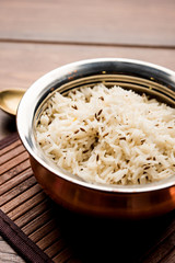 Cumin rice / Indian Jeera Rice in a bowl, selective focus