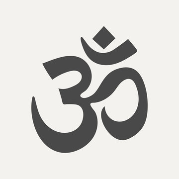 Om sign isolated on white background. Sacral symbol of Hinduism, Buddhism or Vedic tradition. Vector illustration.