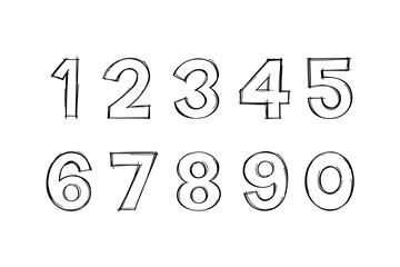 Vector of Digits in Hand drawn doodle style. Doodle numbers.