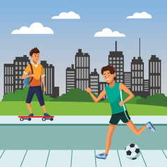 young city people cartoon