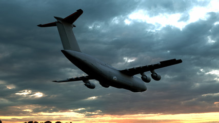 Bomber flying on a background of the sky. 3d render