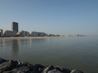 The skyline of Ostend, seen from the Western Strekdam.
