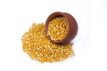 Chickpea Lentils seeds isolated on white background. 