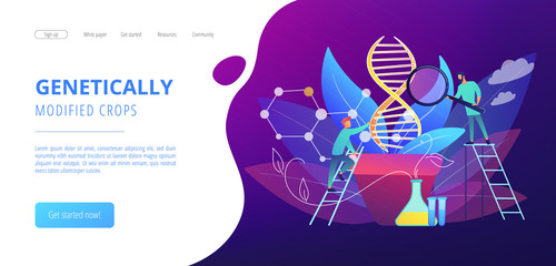 Genetically modified plants concept landing page.