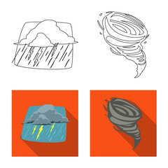 Vector illustration of weather and climate icon. Collection of weather and cloud stock symbol for web.
