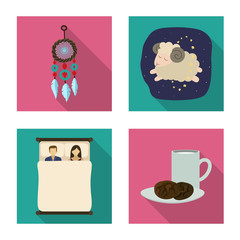 Vector illustration of dreams and night icon. Set of dreams and bedroom vector icon for stock.