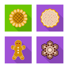 Isolated object of biscuit and bake icon. Set of biscuit and chocolate stock symbol for web.