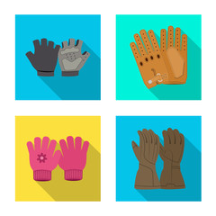 Vector illustration of glove and winter logo. Set of glove and equipment vector icon for stock.
