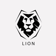 Lion face stylized vector symbol, logo or label template