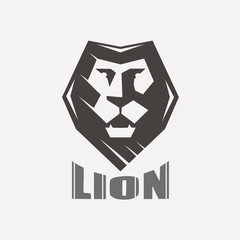 Lion face stylized vector symbol, logo or label template