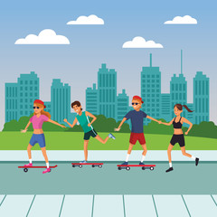 young city people cartoon