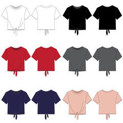 Vector template for Women's tie front tops