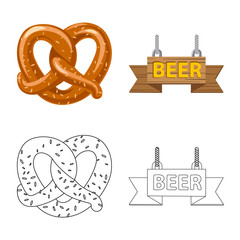 Naklejka premium Isolated object of pub and bar logo. Collection of pub and interior stock vector illustration.