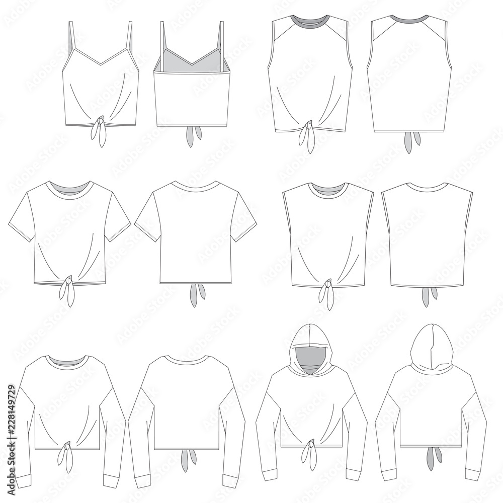 Wall mural Vector template for Women's tie front tops