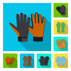 Isolated object of glove and winter icon. Collection of glove and equipment vector icon for stock.