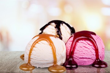Ice cream scoop collage with vanilla, chocolate