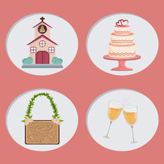 wedding day icons cartoon