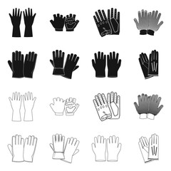 Vector illustration of glove and winter icon. Collection of glove and equipment vector icon for stock.