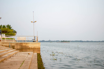 Large water source With the bright sky