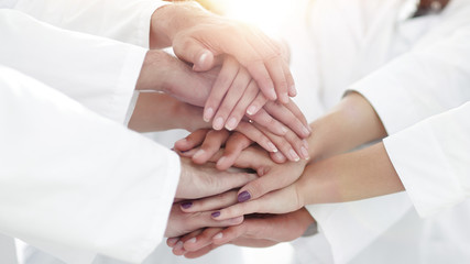 Obraz na płótnie Canvas close-up of the medical team shows its unity