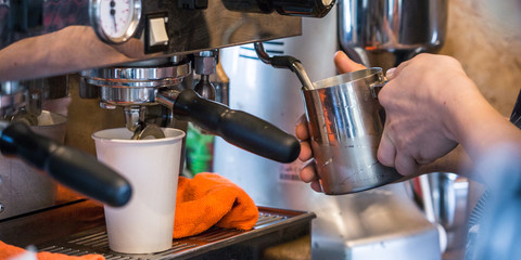 Making cappuccino and latte