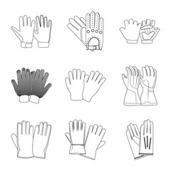 Fototapeta premium Vector illustration of glove and winter symbol. Set of glove and equipment vector icon for stock.