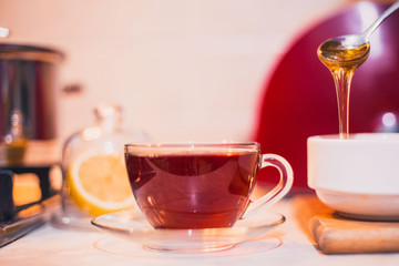 A cup of hot black tea