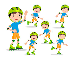 Set the boy on roller skates