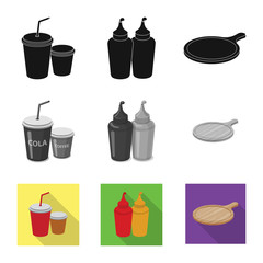 Vector illustration of pizza and food sign. Collection of pizza and italy stock symbol for web.