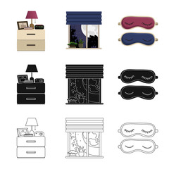 Vector design of dreams and night symbol. Set of dreams and bedroom stock vector illustration.