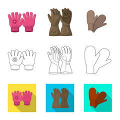 Vector illustration of glove and winter icon. Set of glove and equipment stock vector illustration.