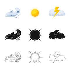 Isolated object of weather and climate sign. Set of weather and cloud vector icon for stock.