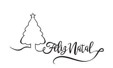 Feliz Natal is Merry Christmas in portuguese. Calligraphy brush banner vector. 